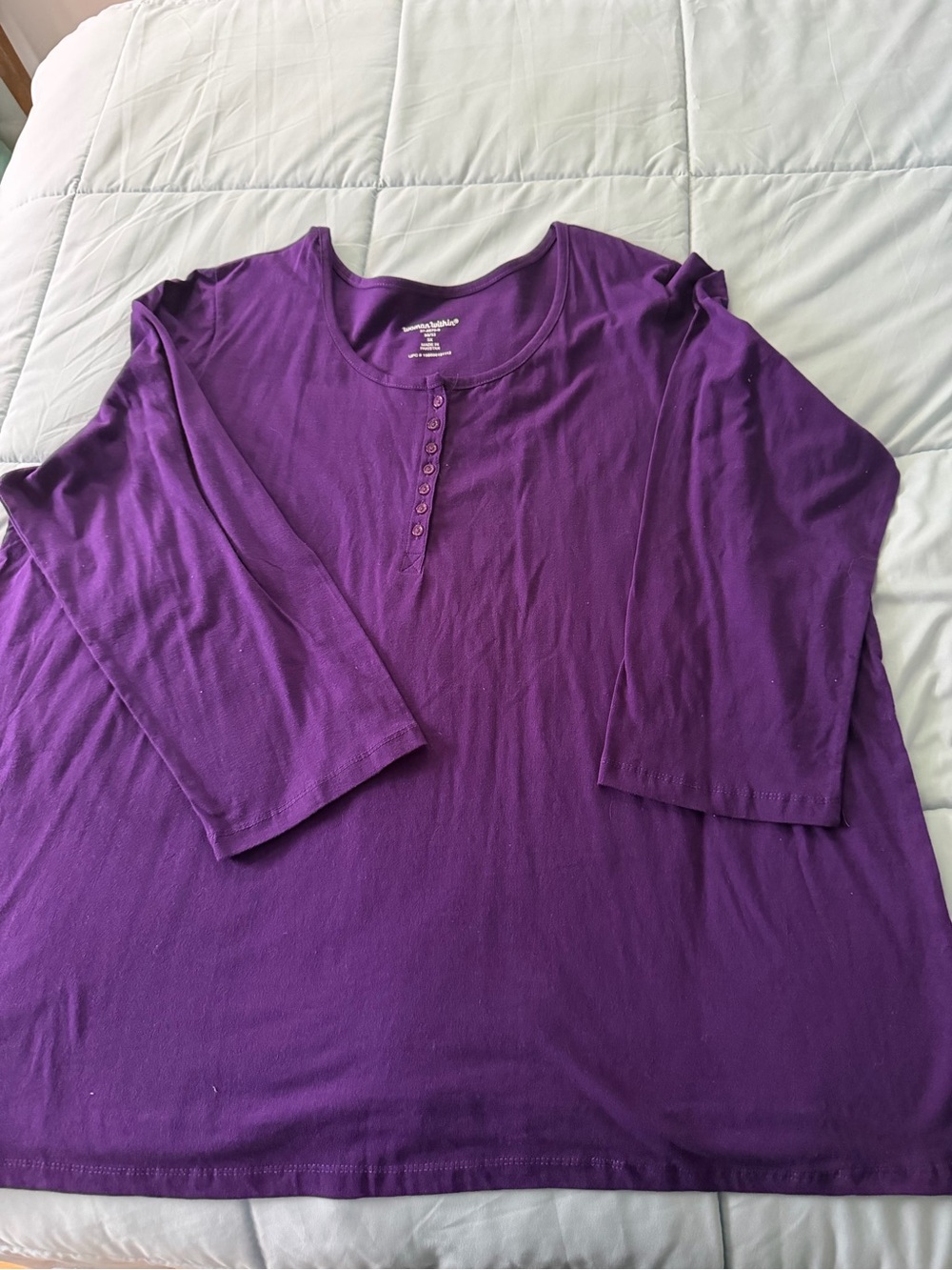 Woman Within Purple Henley Long Sleeve Top
